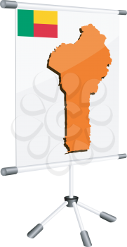Royalty Free Clipart Image of a Roll up Screen with a Map of Benin