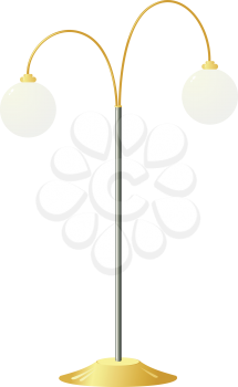 Royalty Free Clipart Image of a Tall Double Sided Floor Lamp With Large Round Lamps