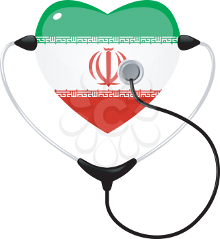 Royalty Free Clipart Image of a Medical Heart Symbol Representing Iran With a Stethescope