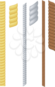 Royalty Free Clipart Image of a Variety of Ropes