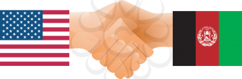Royalty Free Clipart Image of a Handshake Between United States and Afghanistan