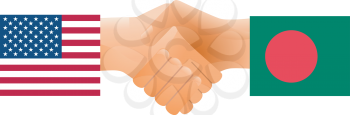 Royalty Free Clipart Image of Patriotic Symbol of United States and Bangladesh Shaking Hands