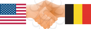 Royalty Free Clipart Image of a Handshake Between United States and Belgium