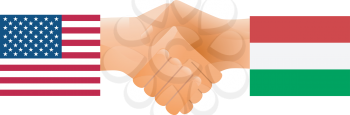 Royalty Free Clipart Image of United States and Hungary Shaking Hands