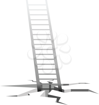 Royalty Free Clipart Image of a Ladder Breaking Through The Ground