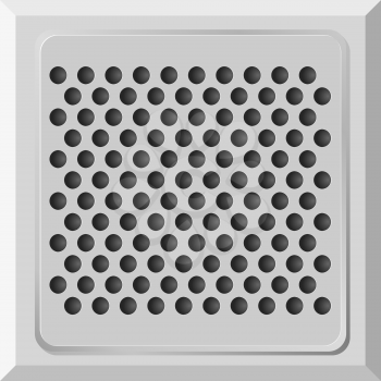 Royalty Free Clipart Image of a Square Metal Plate With Holes