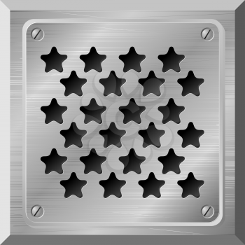 Royalty Free Clipart Image of a Metal Plate with Holes in the Shape of Stars