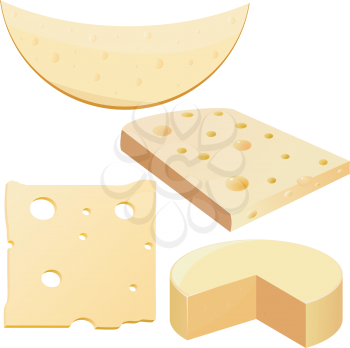 Royalty Free Clipart Image of a Variety of Sliced Cheeses