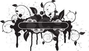 Royalty Free Clipart Image of an Abstract Background of Black Splotches With a Black Banner