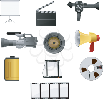 Royalty Free Clipart Image of a Variety of Film Stage Items