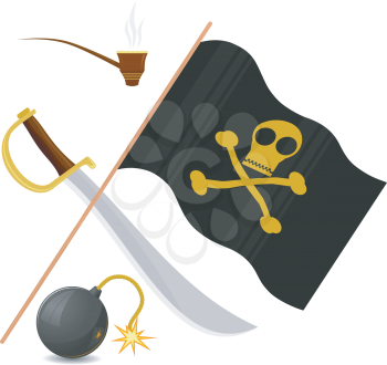 Royalty Free Clipart Image of a Collection of Pirate Icons