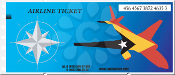 Royalty Free Clipart Image of an Airplane Ticket To Timor