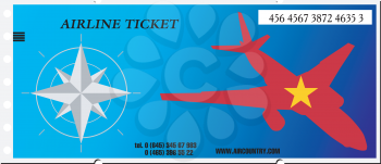 Royalty Free Clipart Image of a Airline Ticket to Vietnam