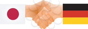 Royalty Free Clipart Image of Germany and Japan Shaking Hands