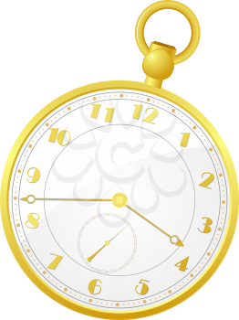 Royalty Free Clipart Image of a Gold Rimmed Pocket Watch