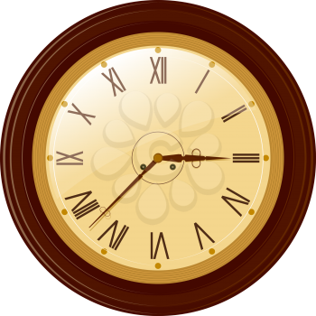 Royalty Free Clipart Image of a Brown Framed Wall Clock