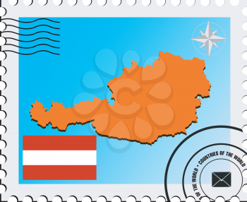 Royalty Free Clipart Image of a Stamp With a Silhouette of Austria