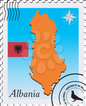 Royalty Free Clipart Image of a Stamp With a Silhouette Map of Albania