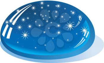 Royalty Free Clipart Image of a Water Drop With a Reflection of a Night Sky