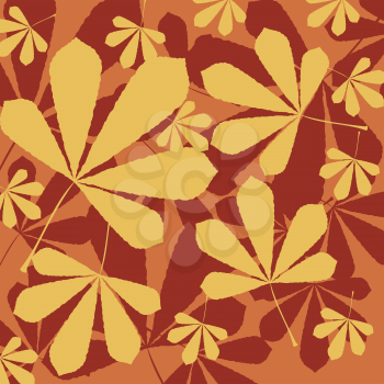 Royalty Free Clipart Image of a Chestnut Background With Autumn Leaves