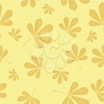 Royalty Free Clipart Image of a Yellow Background With a Leaf Pattern