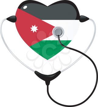 Royalty Free Clipart Image of a Medical Icon Representing Jordan in the Shape of a Heart With a Stethescope 