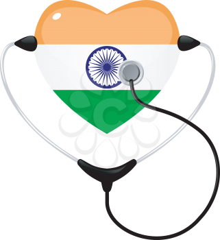Royalty Free Clipart Image of a Heart Shape Medical Icon for India with a Stethescope