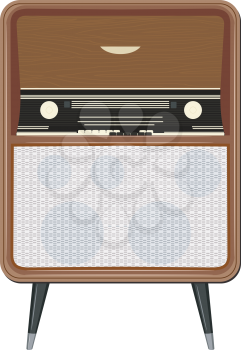 Royalty Free Clipart Image of a Retro Am Radio With Legs