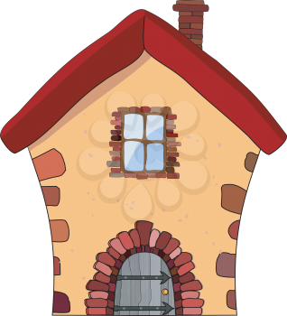 Royalty Free Clipart Image of a Cartoon Stone House