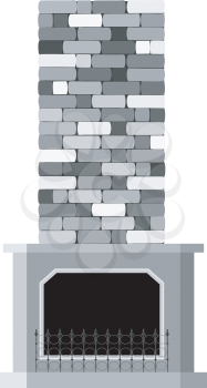 Royalty Free Clipart Image of a Brick Fireplace With a Gate