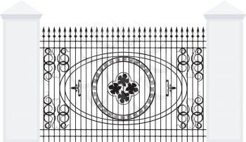 Royalty Free Clipart Image of an Iron Gate With Designs