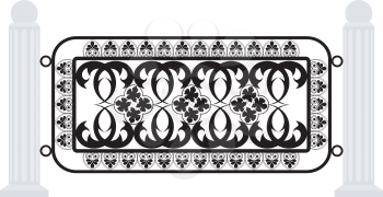 Royalty Free Clipart Image of a Wrought Iron Gate With Tall Decorative Posts