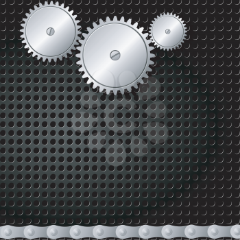 Royalty Free Clipart Image of a Metal Background With Gears
