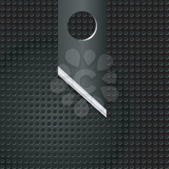 Royalty Free Clipart Image of an Abstract Metal Background With a Razor Blade in the Center