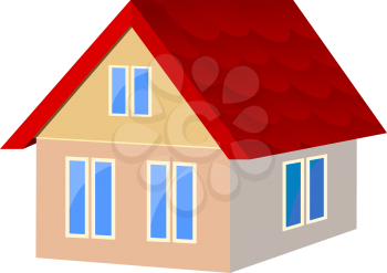Royalty Free Clipart Image of a House With a Red Roof