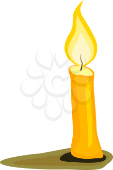 Royalty Free Clipart Image of a Bright Yellow Burning Candle