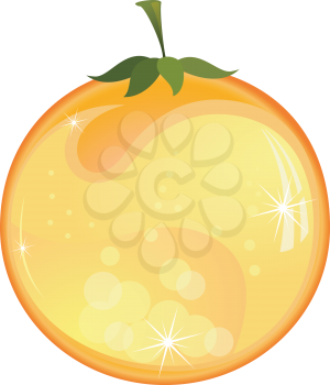 Royalty Free Clipart Image of an Orange With a Stem