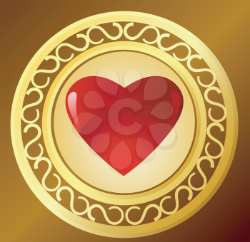 Royalty Free Clipart Image of a Decorative Background with a Red Heart Centre