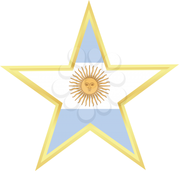 Gold star with a flag of Argentina 
