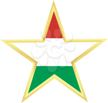 Gold star with a flag of Hungary
