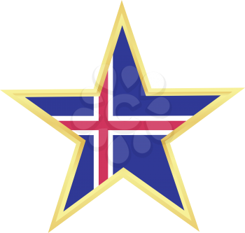 Gold star with a flag of Iceland