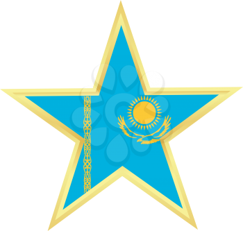 Gold star with a flag of Kazakhstan 