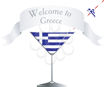 Vector glass with national symbolics Greece 