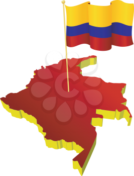 three-dimensional image map of Colombia with the national flag 