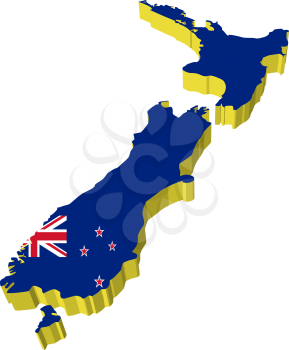 vectors 3D map of New Zealand