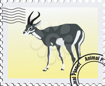 vector stamp with the image of an gazelle 