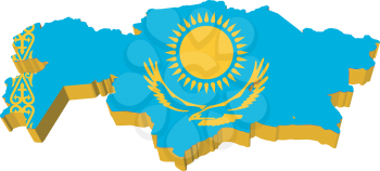 vectors 3D map of Kazakhstan 