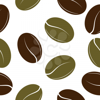 Black and green coffee beans. Seamless texture. vector