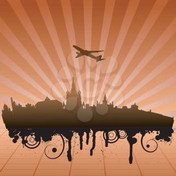 Vector illustration of urban landscape of Moscow