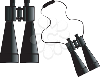 Vector image of binoculars with strap